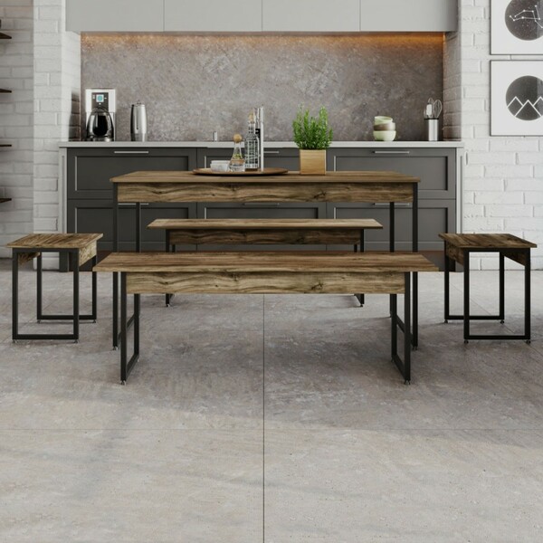 Mesa De Jantar 6 Lugares Carvalho Dark/preto - Compace