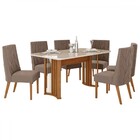 Mesa De Jantar 6 Lugares Celeste Com Vidro Nature/off White/m