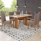 Mesa De Jantar 6 Lugares Celeste Com Vidro Nature/off White/m