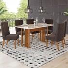 Mesa De Jantar 6 Lugares Celeste Com Vidro Nature/off White/m