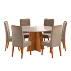 Mesa De Jantar 6 Lugares Córdoba Com Vidro Mel/perola/off Whi