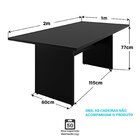 Mesa De Jantar 6 Lugares Cozinha 200x100cm Mdp Preto