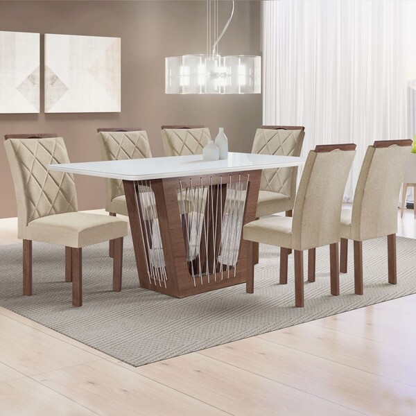 Mesa De Jantar 6 Lugares Cuenca/arthus Com Vidro Chocolate/of