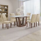 Mesa De Jantar 6 Lugares Cuenca/canela Com Vidro Chocolate/of