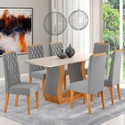 Mesa De Jantar 6 Lugares Dallas Mel/blonde/veludo Cinza - Pan