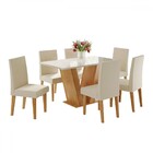 Mesa De Jantar 6 Lugares Franca Mel/off White/veludo Pastel -