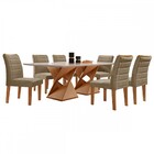 Mesa De Jantar 6 Lugares Genova Com Vidro Cinamomo/off White/