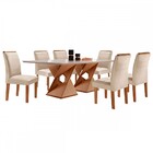 Mesa De Jantar 6 Lugares Genova/luísa Com Vidro Cinamomo/off