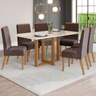 Mesa De Jantar 6 Lugares Giulia Com Vidro Nature/off White/ma