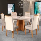 Mesa De Jantar 6 Lugares Isabela Diamantina Com Vidro Mel/nud