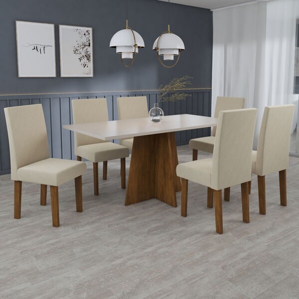 Mesa De Jantar 6 Lugares Isla Seda/blonde/nude - Viero Móveis