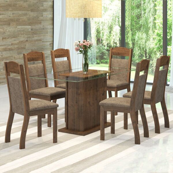 Mesa De Jantar 6 Lugares Kim Zara Dover/malta - Viero Móveis