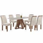 Mesa De Jantar 6 Lugares Kyra/arizona Com Vidro Chocolate/off