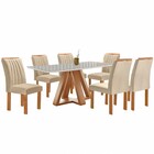 Mesa De Jantar 6 Lugares Kyra/arizona Com Vidro Cinamomo/off