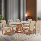 Mesa De Jantar 6 Lugares Kyra/arthus Com Vidroe Cinamomo/off