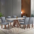 Mesa De Jantar 6 Lugares Kyra/canela Com Vidro Chocolate/off