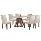 Mesa De Jantar 6 Lugares Kyra/canela Com Vidro Chocolate/off