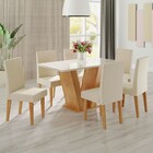 Mesa De Jantar 6 Lugares Las Vegas Com Vidro Mel/off White/ve