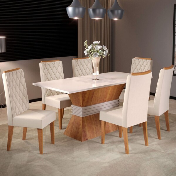 Mesa De Jantar 6 Lugares Las Vegas Mel/blonde/nude - Panorama