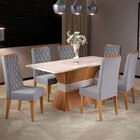 Mesa De Jantar 6 Lugares Las Vegas Mel/blonde/veludo Cinza -