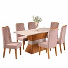 Mesa De Jantar 6 Lugares Las Vegas Mel/blonde/veludo Rosa - V