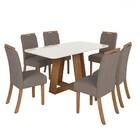 Mesa De Jantar 6 Lugares Lins/bella Com Vidro Nature/off Whit