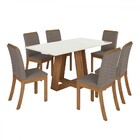 Mesa De Jantar 6 Lugares Lins Isa Com Vidro Nature/off White/