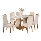 Mesa De Jantar 6 Lugares Los Angeles Com Vidro Mel/off White/