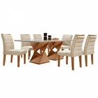 Mesa De Jantar 6 Lugares Lucerna Com Vidro Cinamomo/off White