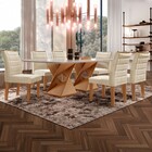 Mesa De Jantar 6 Lugares Lucerna Com Vidro Cinamomo/off White