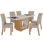 Mesa De Jantar 6 Lugares Luiza Com Vidro Amêndoa Clean/off Wh