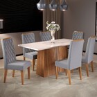 Mesa De Jantar 6 Lugares Lumina Mel/blonde/veludo Cinza - Pan