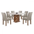 Mesa De Jantar 6 Lugares Luna Canela Com Vidro Chocolate/off