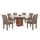 Mesa De Jantar 6 Lugares Luna Canela Com Vidro Chocolate/off