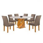 Mesa De Jantar 6 Lugares Luna Canela Com Vidro Cinamomo/off W