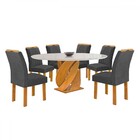 Mesa De Jantar 6 Lugares Luna Com Vidro 100% Mdf Cinamomo/off