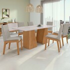 Mesa De Jantar 6 Lugares Luxor Atla Com Vidro Ripado Amêndoa