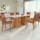 Mesa De Jantar 6 Lugares Luxor Atla Com Vidro Ripado Amêndoa