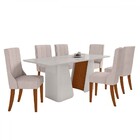 Mesa De Jantar 6 Lugares Luxor Celina Com Vidro Ripado Off Wh