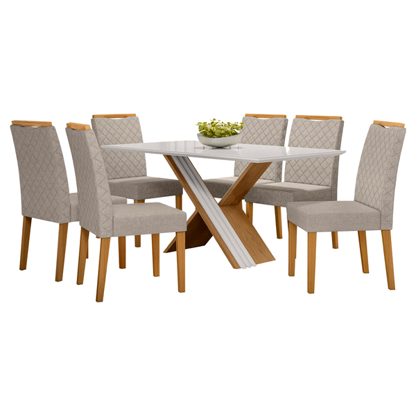 Mesa De Jantar 6 Lugares Madrid Ypê/off White/tl13 36178  - N