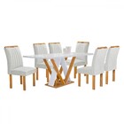 Mesa De Jantar 6 Lugares Manuela Arizona Com Vidro Cinamomo/o