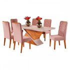 Mesa De Jantar 6 Lugares Mira Mel/veludo Rosa/off White - Vie
