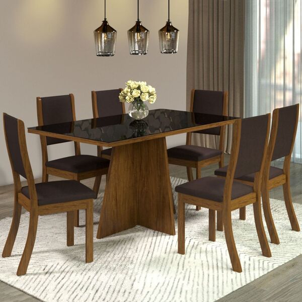 Mesa De Jantar 6 Lugares Mumbai Seda/preto/fumê - Viero Móveis