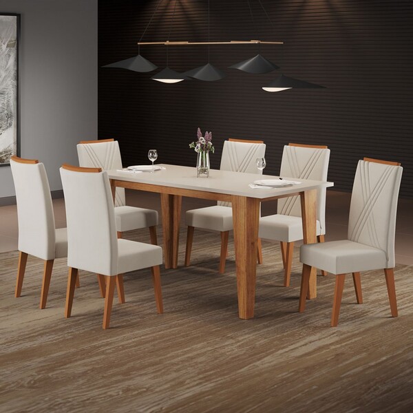 Mesa De Jantar 6 Lugares Padel Mel/blonde/marfim - Viero Móve