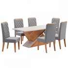 Mesa De Jantar 6 Lugares Poliana Mel/blonde/veludo Cinza - Pa
