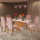 Mesa De Jantar 6 Lugares Poliana Mel/blonde/veludo Rosa - Vie