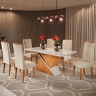 Mesa De Jantar 6 Lugares Porto Seguro Com Vidro Mel/nude/off