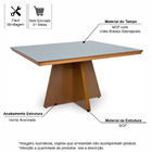 Mesa De Jantar 6 Lugares Quadrada 137x137 Tampo De Vidro Adda