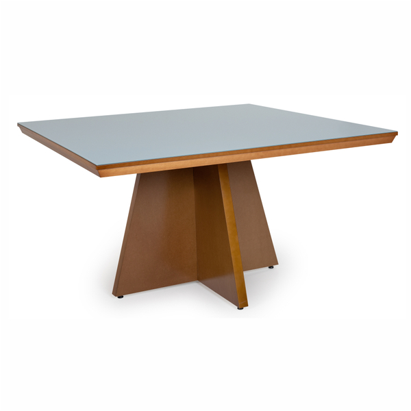Mesa De Jantar 6 Lugares Quadrada 137x137 Tampo De Vidro Adda