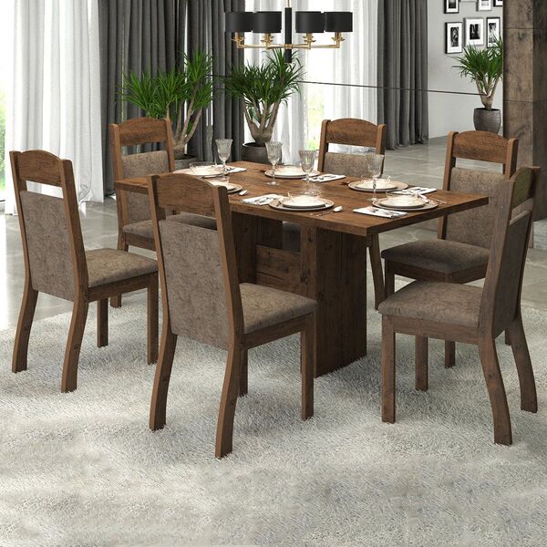 Mesa De Jantar 6 Lugares Rafa Zara Dover/malta - Viero Móveis